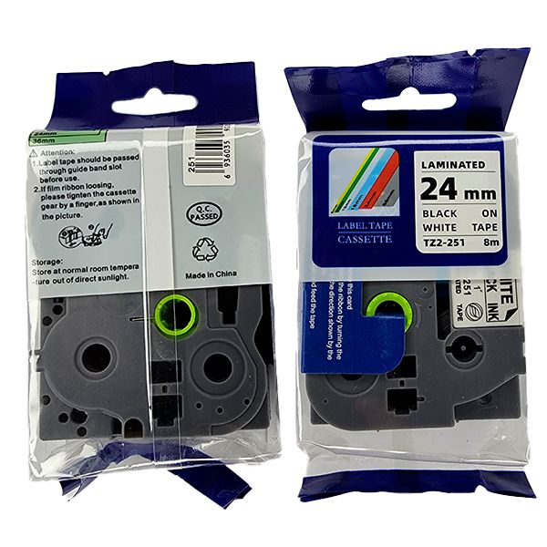 CINTA COMPATIBLE BROTHER TZ2-251 24MM NEGRO SOBRE BLANCO