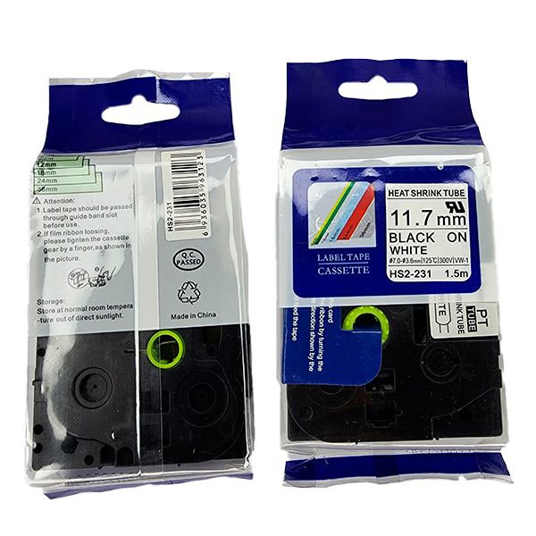 CINTA COMPATIBLE BROTHER HS2-231 11-7MM NEGRO SOBRE BLANCO