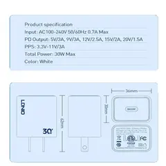LDNIO - CARGADOR DE PARED 30W A1508C BLANCO USB-C LIGHTNING