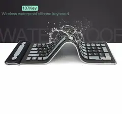 OEM - Teclado de Silicona Inalámbrico Bluetooth Flexible Portátil Negro