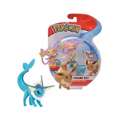 POKEMON - BATTLE FIGURE SET DE 3 - VAPOREON + EEVEE + AIPOM