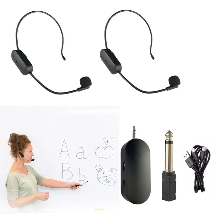 Microfonos Inalambrico doble Vincha Removible Pc Parlante Equipos