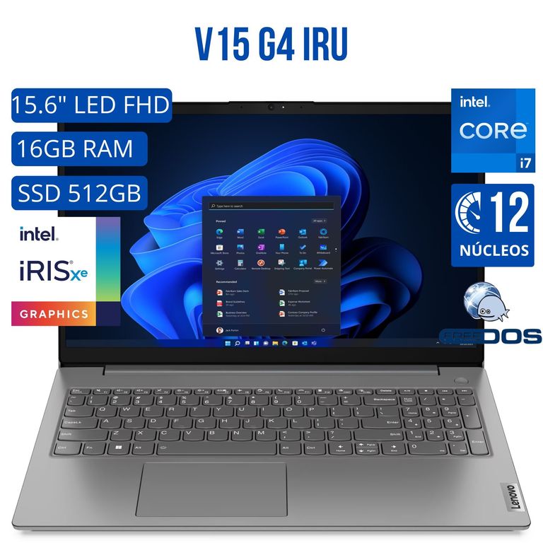Laptop V15 G4 IRU, Intel Core i7-13va Gen. Ram 16GB, SSD 512GB, 15.6 LED FHD, FreeDos