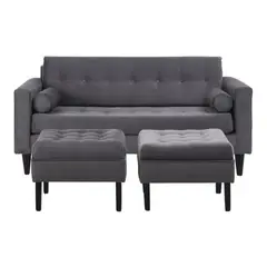 HOGAR & SPACIOS - HYS SALA 2 2 PUFF MAZE GRIS OSCURO