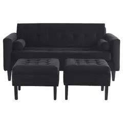 HOGAR & SPACIOS - HYS SALA 2 2 PUFF MAZE NEGRO