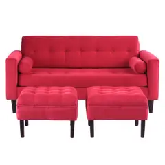 HOGAR & SPACIOS - HYS SALA 2 2 PUFF MAZE ROJO