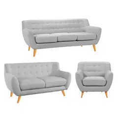 HOGAR & SPACIOS - HYS SALA 3 2 1 ZACK VINTAGE GRIS CLARO