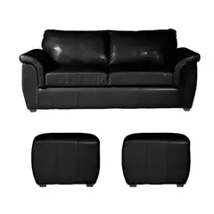 HOGAR & SPACIOS - HYS SALA 3 2 PUFF PACCINI NEGRO