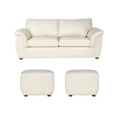 HOGAR & SPACIOS - HYS SALA 3 2 PUFF PACCINI BLANCO