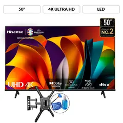 HISENSE - Televisor 50 UHD 4K Smart Tv 50A6N 2024 +Rack y Limpiador