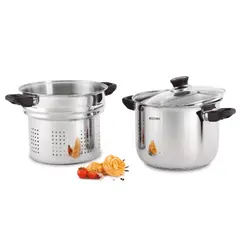 RECORD - Espaguetera de Acero Inoxidable 65L N°22 con Fondo difusor