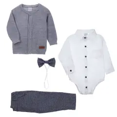 GENERICO - Conjunto para Bebé Niño 4 piezas Michi Formal Gris