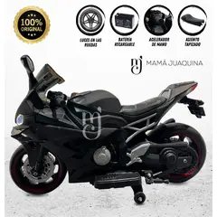 GENERICO - Moto Linial a Batería para Niños con Luces -Negro