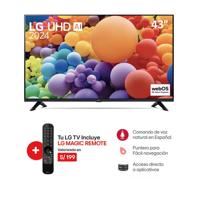 Televisor 43 Pulg. LED Smart TV UHD 4K con Thinq AI 43UT7300 l Control Magic