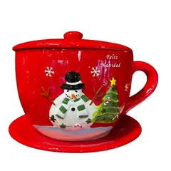 GENERICO - Taza con Plato Navideño con Diseño Papa Noel