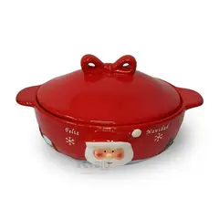 GENERICO - ENSALADERA NAVIDEÑA CTAPA DISEÑO PAPA NOEL DE CERAMICA