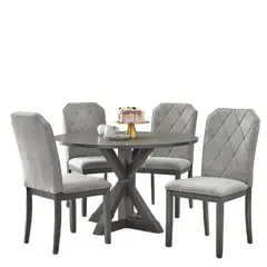HOGAR & SPACIOS - HYS COMEDOR 4 SILLAS ERICK GRIS OSCURO