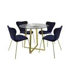 HOGAR & SPACIOS - HYS COMEDOR 4 SILLAS LARA AZUL NOCHE