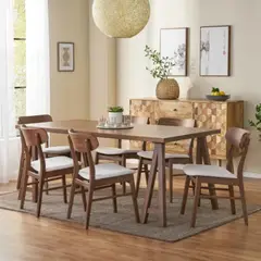 HOGAR & SPACIOS - HYS COMEDOR 6 SILLAS LLERY BEIGE