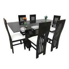 HOGAR & SPACIOS - HYS COMEDOR 6 SILLAS LUCY MARRON OSCURO