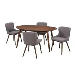 HOGAR & SPACIOS - HYS COMEDOR 4 SILLAS BETTY GRIS OSCURO
