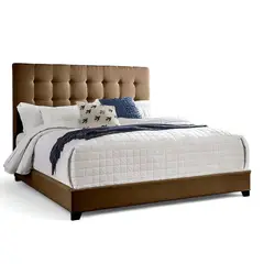 HOGAR & SPACIOS - HYS DORMITORIO 2 PLZ TURENA TAPIZADA MARRON