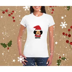 GENERICO - Polo Mujer Manga Corta Mafalda Navidad - Nathalie Love It - Blanco