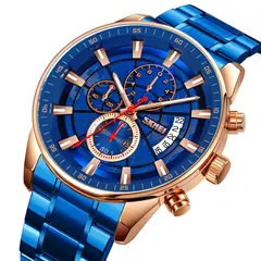 SKMEI - Reloj 9285 AZUL CORREA ACERO CRONOMETRO