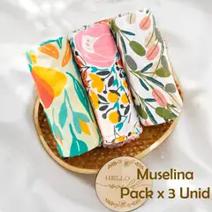 GENERICO - Manta Muselina para Bebé 100% Algodón Pack x 3 Unidades