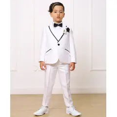 GENERICO - TRAJE DE 3 PIEZAS PARA NIÑO SOFISTICADO BLANCO CON VERSAGE NEGRO