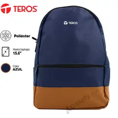 TEROS - Mochila TE-ACS9019 poliéster notebooks hasta 156 azul + marrón