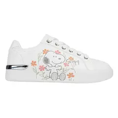 SNOOPY - Zapatillas Blancas con Flores Mujer
