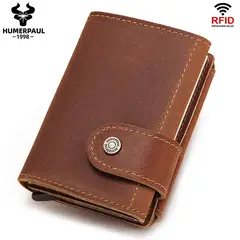 GENERICO - Billetera y Tarjetero de Cuero vacuno BP906 Con monedero RFID