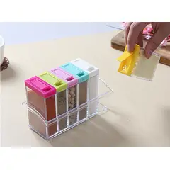 GENERICO - Set x 6 Condimenteros Transparentes Con Tapa - Varios Colores