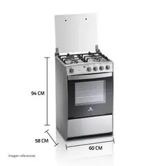 INDURAMA - Cocina Coruña a gas con 4 quemadores sellados Tapa de vidrio templado.