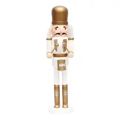 INSPIRA - Cascanueces Navideños de Madera Blanco y Dorado 38 cm
