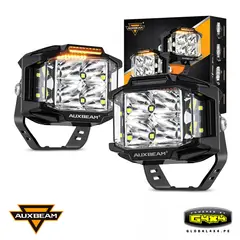 AUXBEAM - 2 FAROS LED 5' 168W 3 MODOS LUZ BLANCA CON DRL ÁMBAR