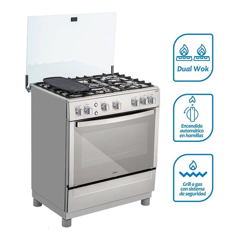 Cocina CX751 a Gas de Pie 30" 5 Quemadores Acero Inoxidable