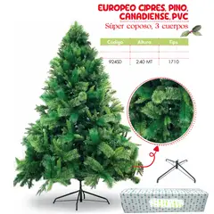 GENERICO - Árbol de navidad de 2 40mt EUROPEO CIPRES, PINO, CANADIENSE,PVC