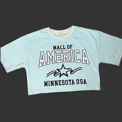 ENGELL - Polo Crop America celeste