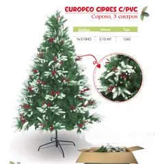 GENERICO - Árbol de navidad de 1 80mt EUROPEO CIPRES C/PVC C/frutos