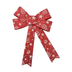 GENERICO - Lazo Navideño Rojo x 1 unidad - Modelo Copos de Nieve