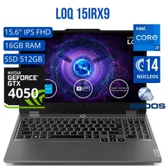 LENOVO - Laptop LOQ 15IRX9, Intel Core i7-13650HX, Ram 16GB, SSD 512GB, RTX 4050 6GB, 15.6 FHD,FreeDos
