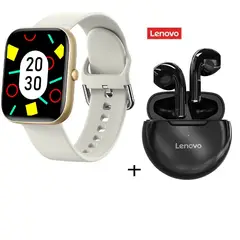 LENOVO - Combinación auriculares negros HT38 + reloj inteligente caqui