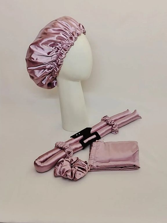 SET DE GORRO DE SATIN + ONDULADOR SIN CALOR MALVA