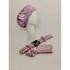 GENERICO - SET DE GORRO DE SATIN + ONDULADOR SIN CALOR MALVA