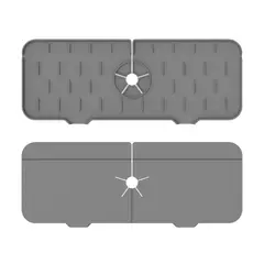 QUE PATAS PET SHOP - Tapete Antisalpicaduras Color Gris Largo 37 cm