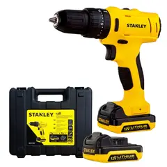 STANLEY - Taladro percutor inalámbrico 12V + 2 BATERIAS, MALETA USO RUDO