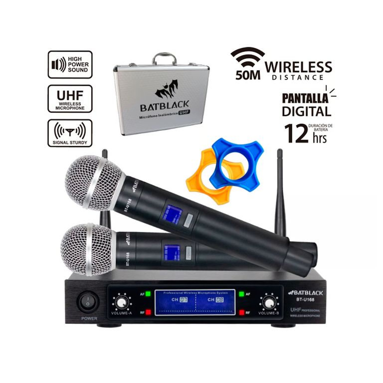 MICROFONO INALAMBRICO UHF DOBLE CDISPLAY BT-U168
