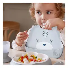 GENERICO - Babero con Cierre de Boton de Color Plomo Y+Regalo Agendita